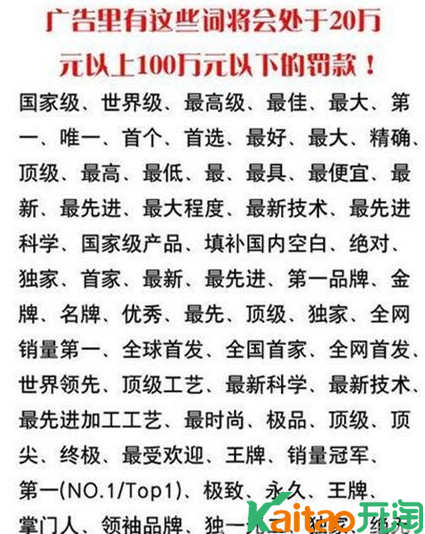 虚假广告和禁词
